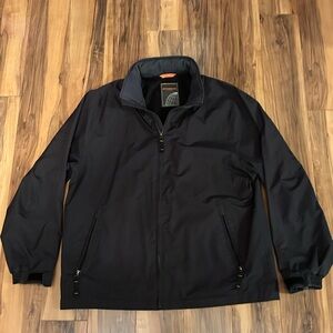 Men's Weathercast Black Jacket, Size Large, Water Resistant, Preowned